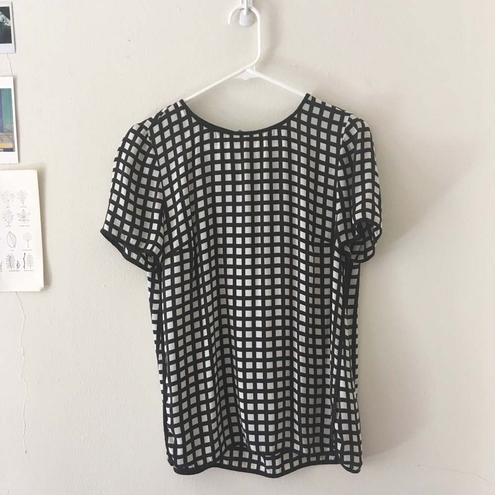 j crew Tipped silk tee in windowpane